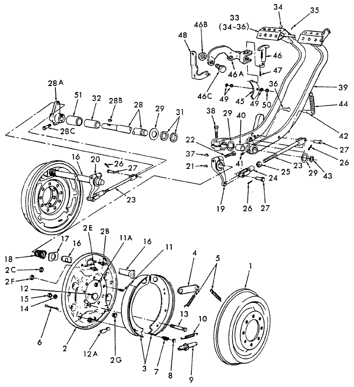 02A01 BRAKES & BRAKE CONTROLS, (81/4-83) - 2310, 2610, 3610, 230A, 234, 334, 530A