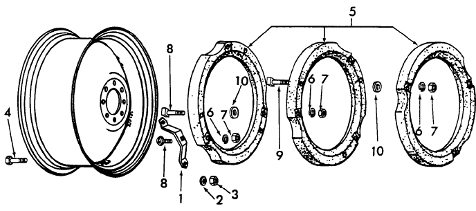 01E01 24" REAR WHEEL WEIGHTS, MANUAL - 2310, 2610, 2910, 3610, 3910, 4610O