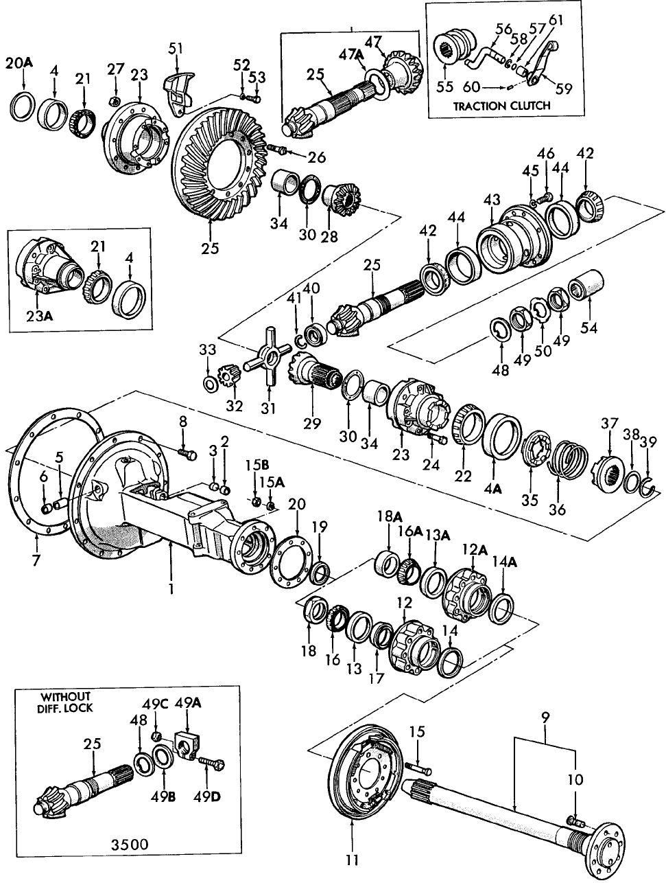 04A01 REAR AXLE, DIFFERENTIAL & RELATED PARTS - 2000, 3000 EXCEPT 3055, 3550 & 4110