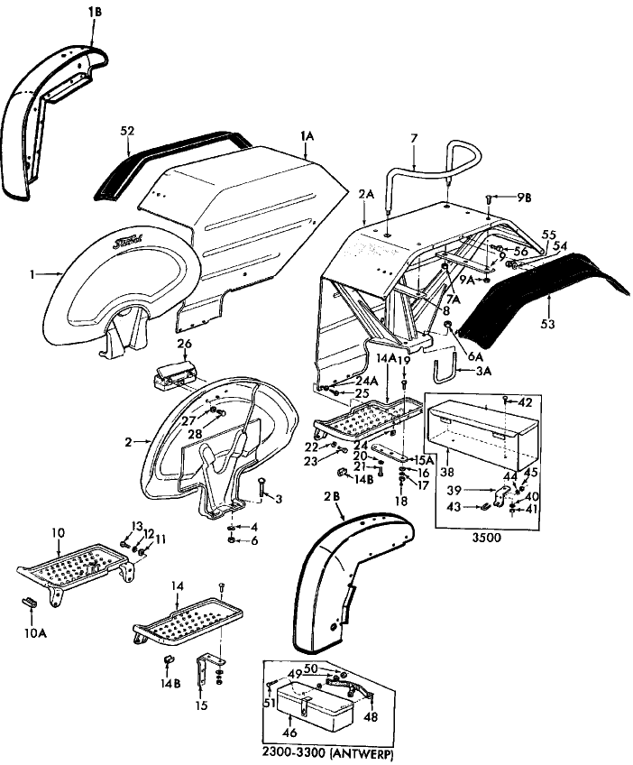 14A01 FENDERS, PLATFORM, TOOL BOX & RELATED PARTS - 2000, 3000 EXCEPT 3550 & 4110