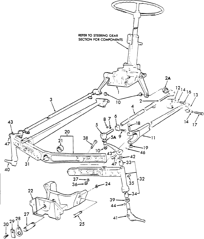 03A01 FRONT AXLE, STEERING & RELATED PARTS, MANUAL STEERING, 75/ L/CAB 4-76/ - 2600, 3600, 231, 531, 233, 333, 3900, 4100