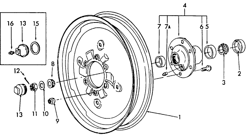 01A01 FRONT WHEEL ASSEMBLY - 2310, 2610, 2810, 2910, 3610, 4110, 230A, 234, 334, 335, 530A