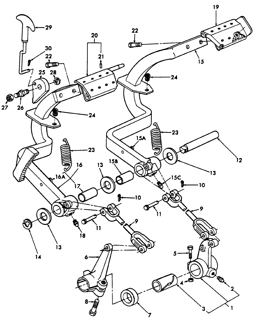 02A03 BRAKE LINKAGE & PEDALS W/CAB