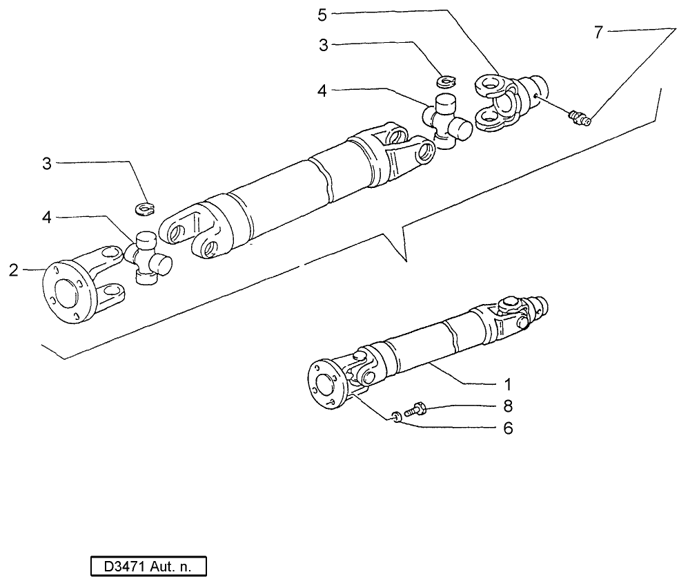 1.38.5/2 4WD FRONT AXLE, DRIVESHAFT - D3471