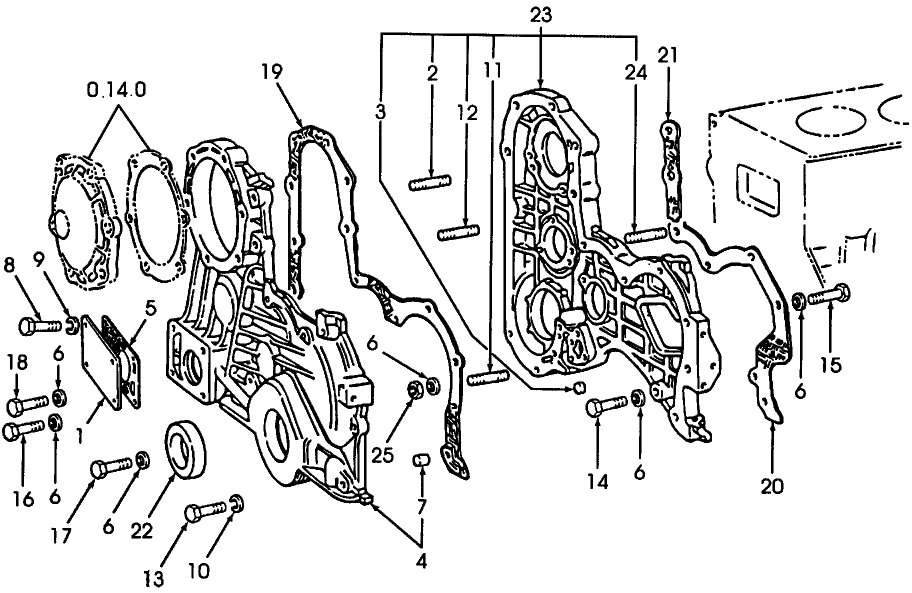 0.04.3(1) NON-EMISSIONIZED ENGINE, COVERS & GASKETS, FRONT