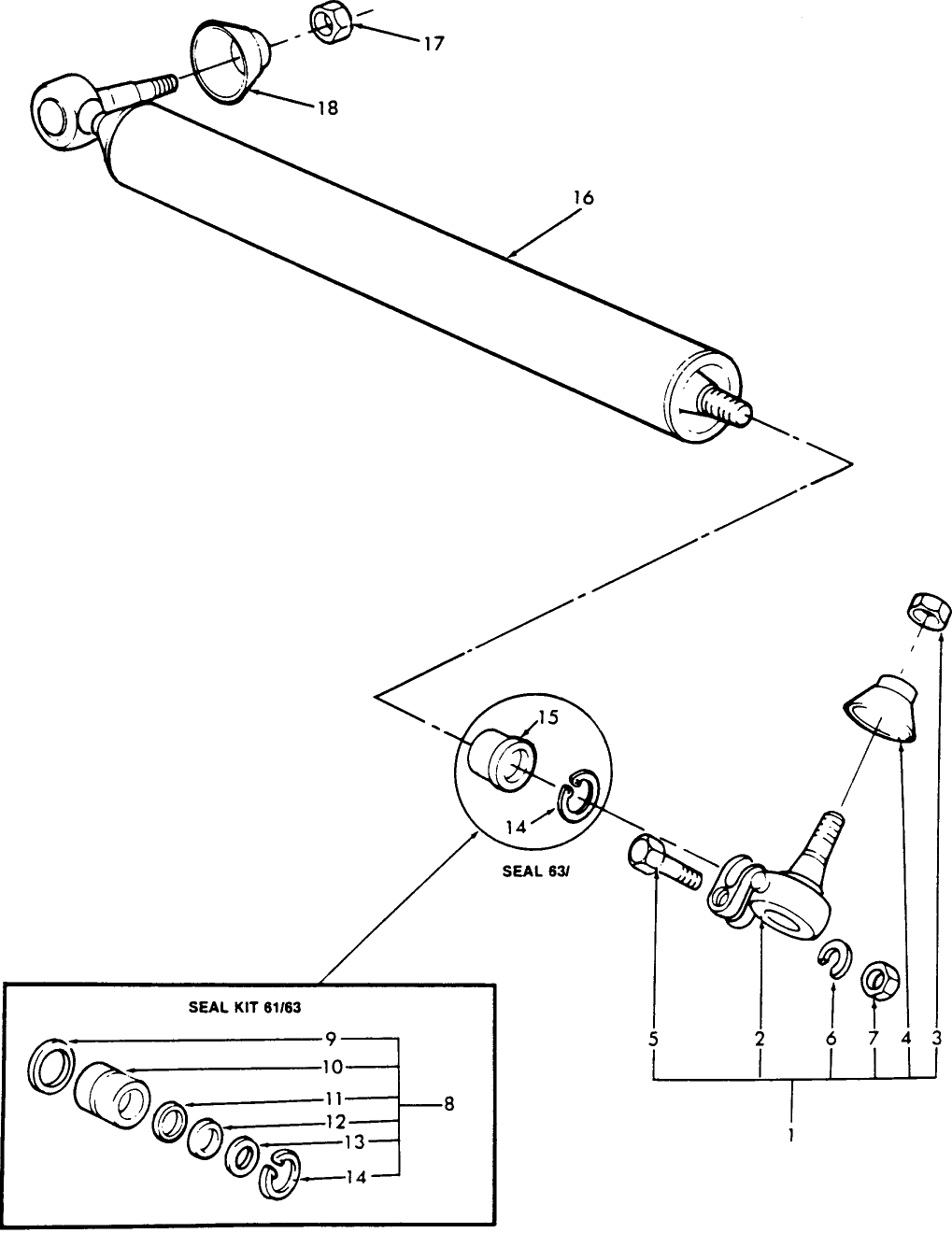 03D03 POWER STEERING CYLINDER ASSEMBLY & RELATED PARTS - INDUSTRIAL 61/ & GROVE 63/