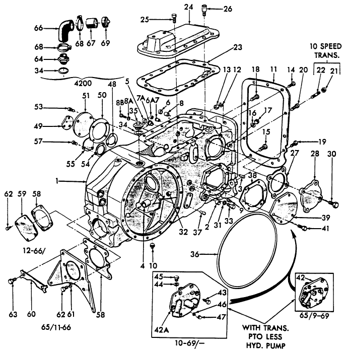 04C02 CENTER HOUSING & RELATED PARTS - 3055, 3550, 4000 EXCEPT 4110