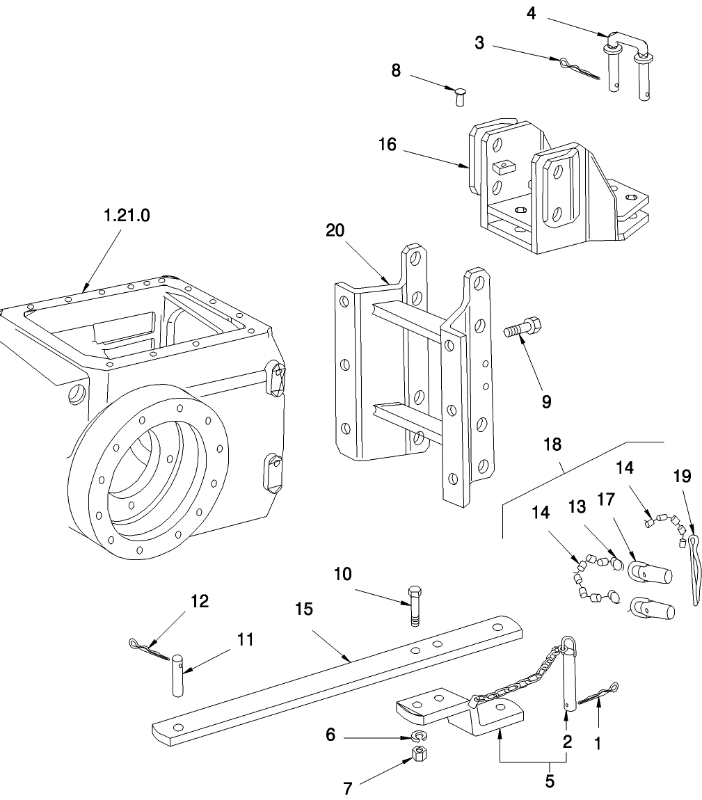 890/1 SUPPORT & DRAWBAR FOR CATEGORY "C" TOW HOOK