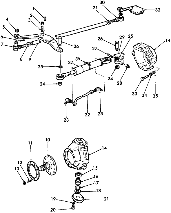 03J02(A) SWIVEL HOUSINGS & STEERING ARMS (AE1-121) (6-85/-) - 3910N, 4110N, 4610N