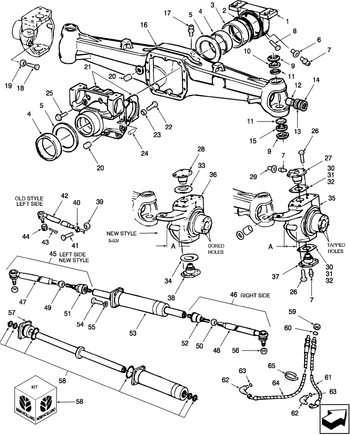 03G01 AXLE SUPPORTS, HOUSINGS, STEERING CYLINDER & RELATED PARTS - 3230, 3430, 3930, 3930H, 4130, 4630