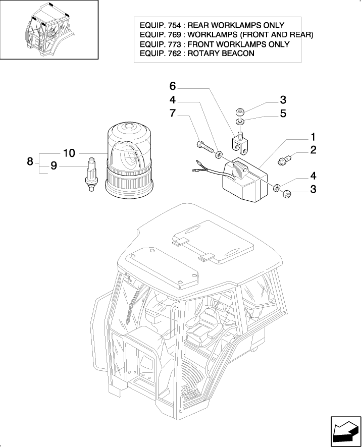 754-773(01) WORK LAMPS - ROTARY BEACON
