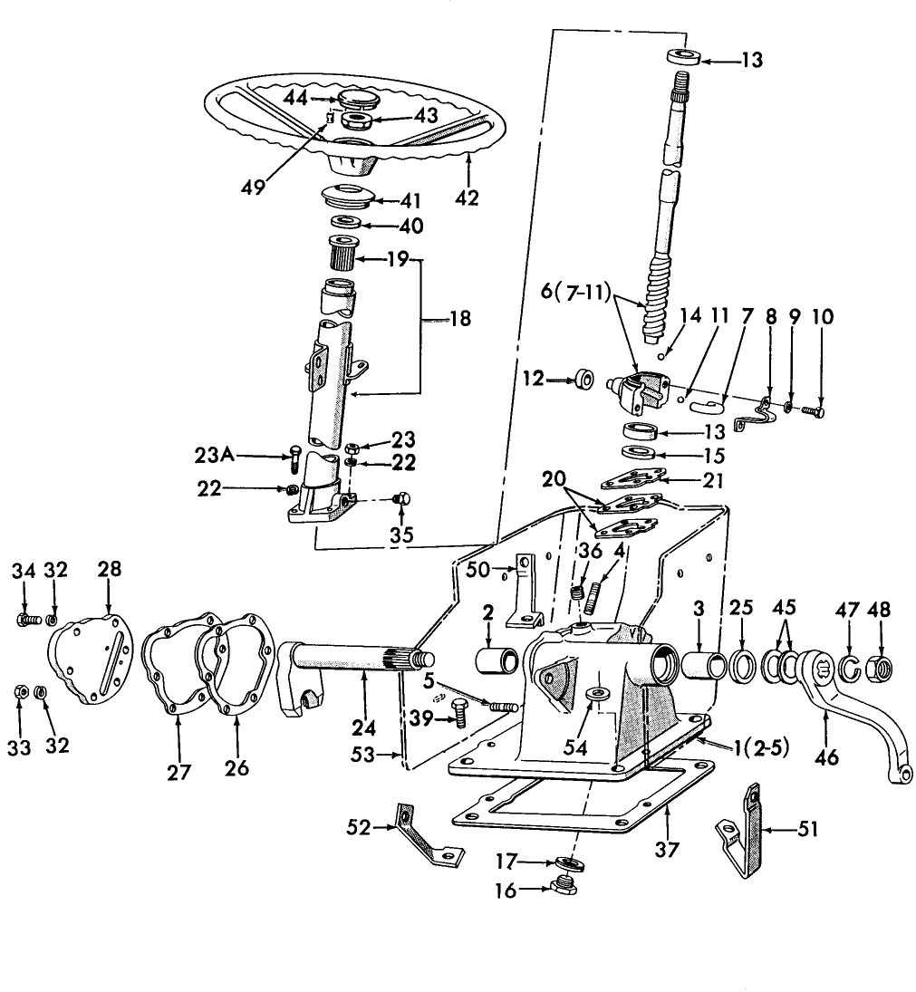 03B04 STEERING GEAR ASSEMBLY - 5100, 7100 POWER STEERING (65/8-70), MANUAL STEERING (65/)