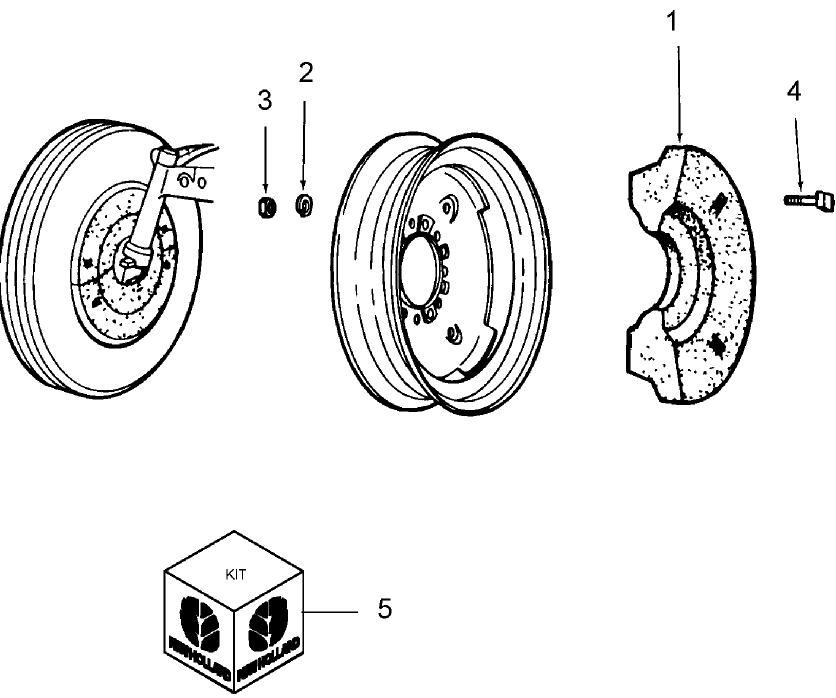 01D01 FRONT WHEEL WEIGHTS, ACCESSORY - 5610, 5900, 6610, 7610