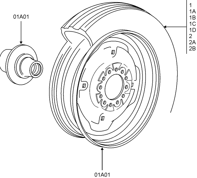 01A02 FRONT WHEEL, 2WD