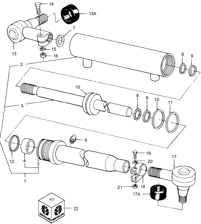 03D01 POWER STEERING CYLINDER ASSEMBLY & END ASSEMBLY - 6710 (81/10-85), 7710 (81/1-87)