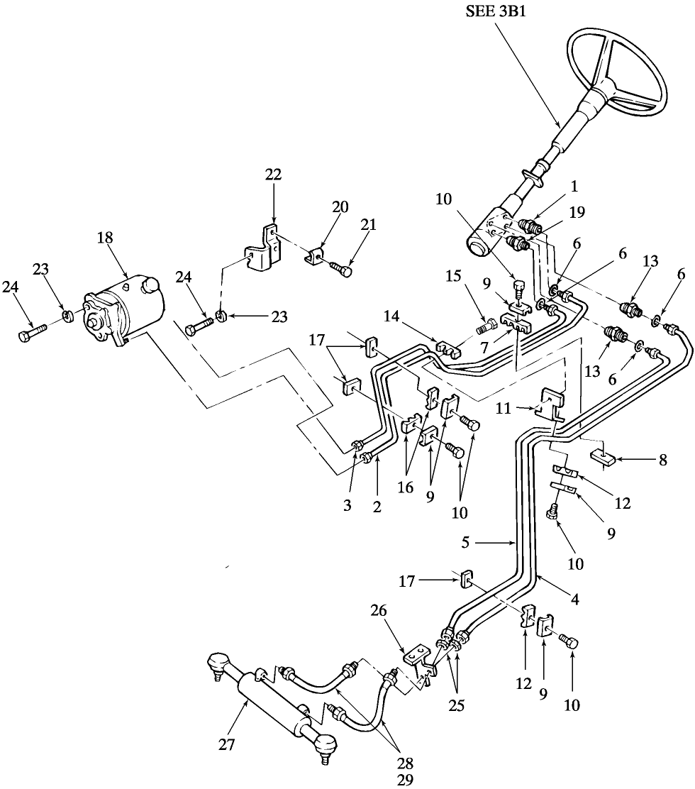 03A02 FRONT AXLE STEERING SYSTEM,  POWER