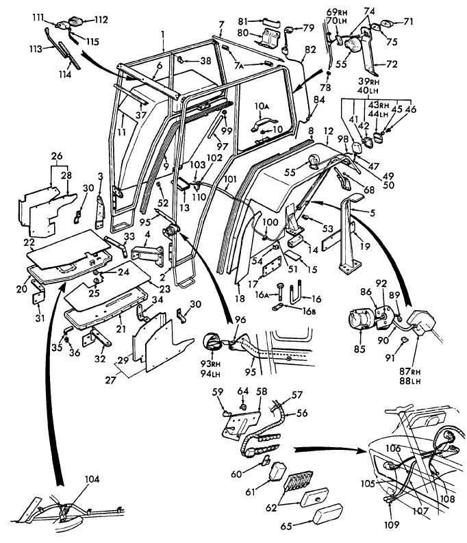 15B05 TRACTOR SAFETY FRAME & ELECTRICAL SYSTEM, NH-E, 2000, 3000, 4100, 5100 & 7100