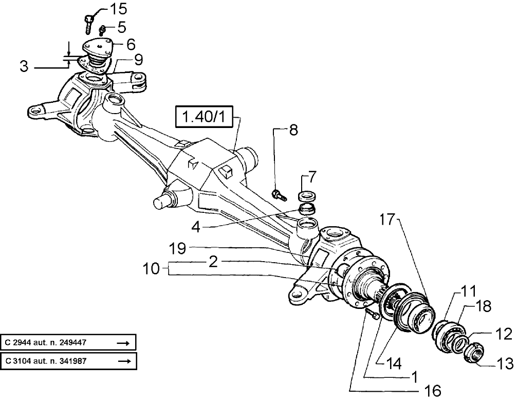 1.40.0/02(01) 4WD FRONT AXLE, STEERING KNUCKLES