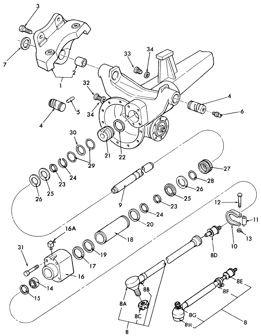 03H03 FRONT SUPPORT, POWER STEERING CYLINDER & RELATED PARTS, FWD (APL-325) (81/4-84) - 5610,6610,6610O,6710,7610,7710