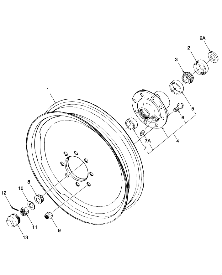 01A01(A) FRONT WHEELS & HUBS, 2WD, WIDE TOBACCO AXLE