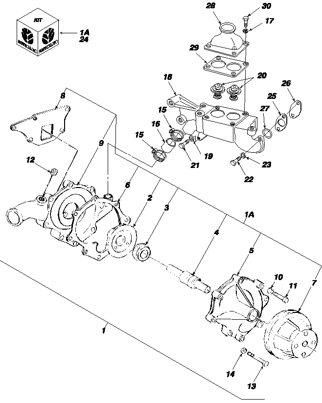 08B01 WATER PUMP  USED ON NON-EMISSIONIZED ENGINES