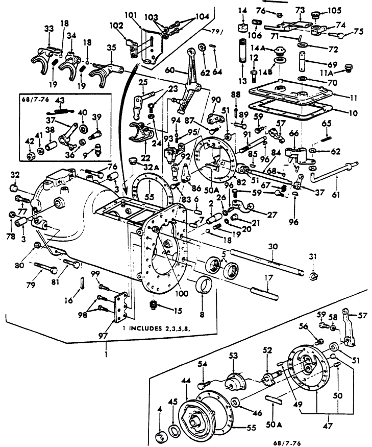 07A01 7 & 8 SPEED TRANSMISSION CASE, SHAFT, FORK & RELATED PARTS