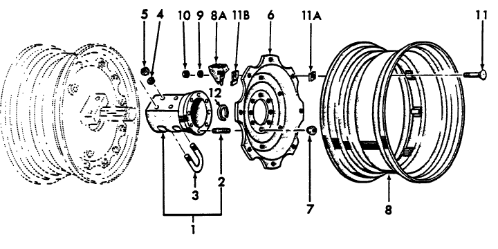 01B05 DUAL REAR WHEEL, EXTENSION HUB & RELATED PARTS, 100" AXLE (69/78)