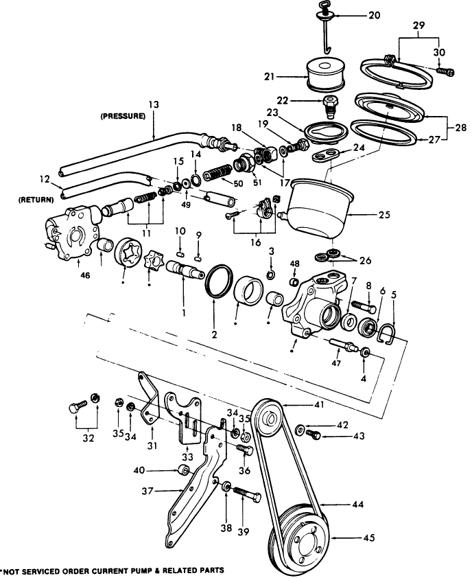 03C01 POWER STEERING PUMP, OIL RESERVOIR & RELATED PARTS ROW CROP (55/57), 740, 950, 960, 700, 900