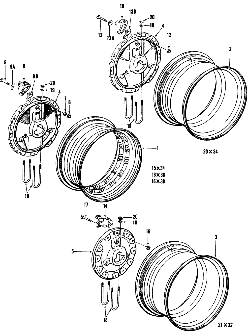 01B02 STANDARD REAR WHEELS -  9000, W/WEDGE AXLE SHAFT (70/) - 8000