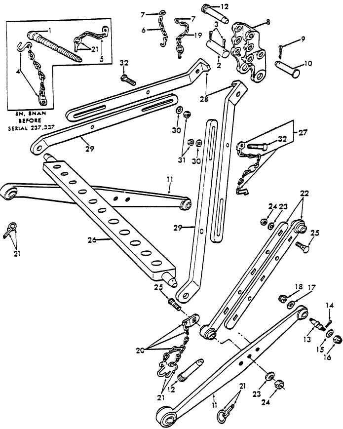05C01 HYDRAULIC LIFT LINKS & RELATED PARTS - 9N, 2N, 8N