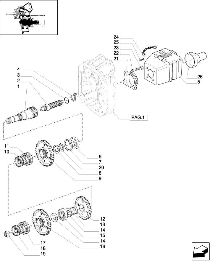 1.80.1/03(02) (VAR.330801) POWER TAKE-OFF 540/750/1000 RPM - SHAFTS AND GEARS
