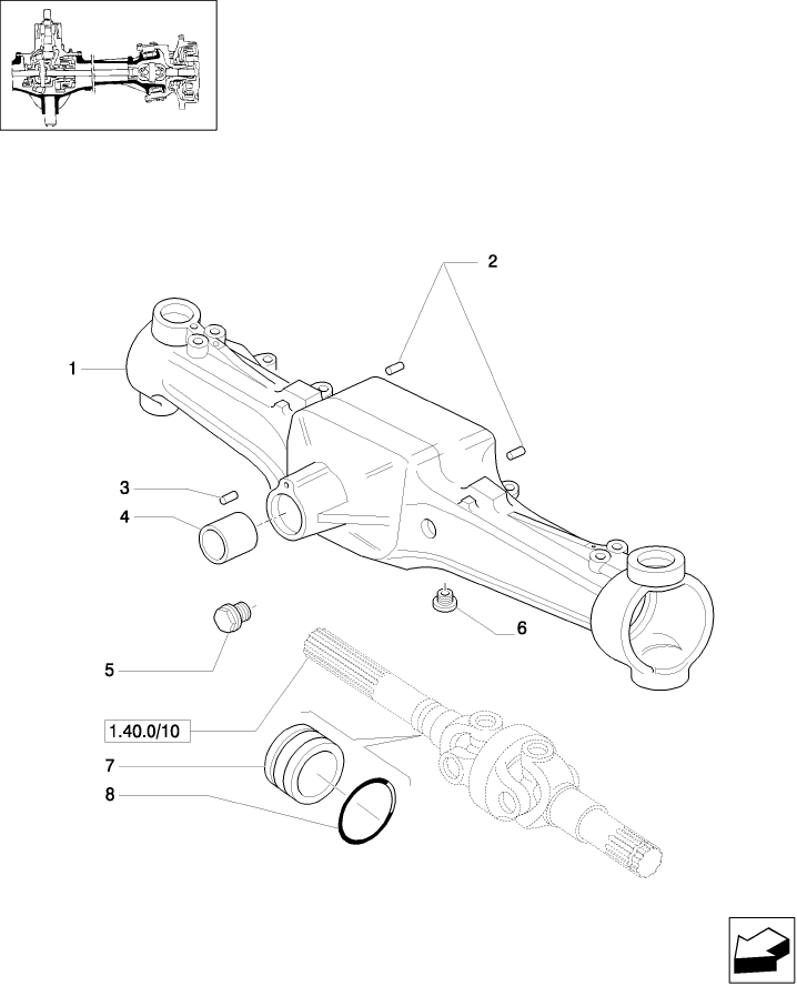 1.40. 0/01 4WD (CL.3) FRONT AXLE WITH LIMITED SLIP DIFF. LOCK - BOX