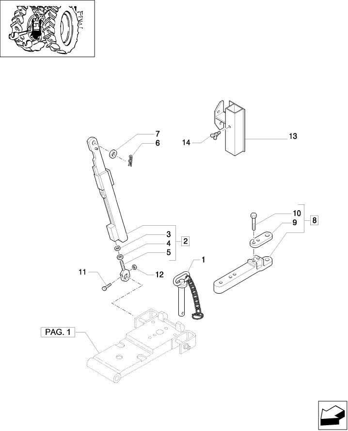 1.89.3(02) (VAR.330943-331943-332943) AUTOMATIC PICK UP HITCH WITH SWINGING DRAWBAR - TIE ROD AND TOW-BAR