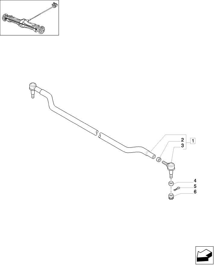 1.40.12/04 (VAR.330416) (CL.3) FRONT AXLE WITH DOG CLUTCH LESS STEERING SENSOR - LINK