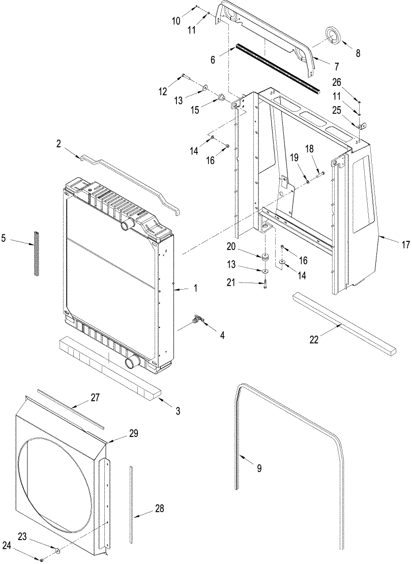 02-04 RADIATOR MOUNTING AND SHROUD, T9030 / 9040 & T9050