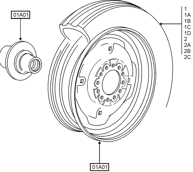 01A02 FRONT WHEELS, 2WD - LAR