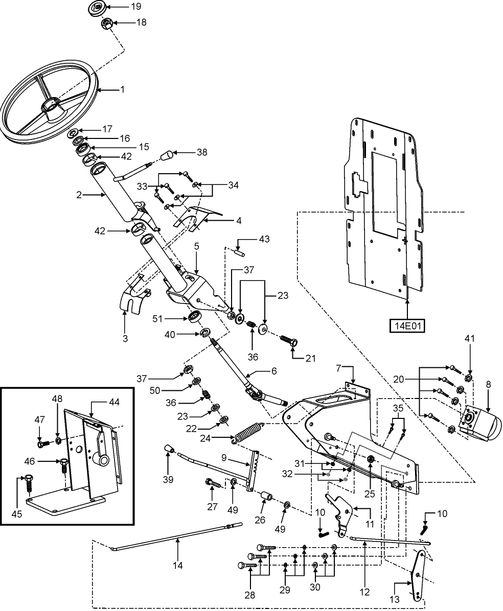 03B01 FRONT AXLE, STEERING COLUMN COMPONENTS