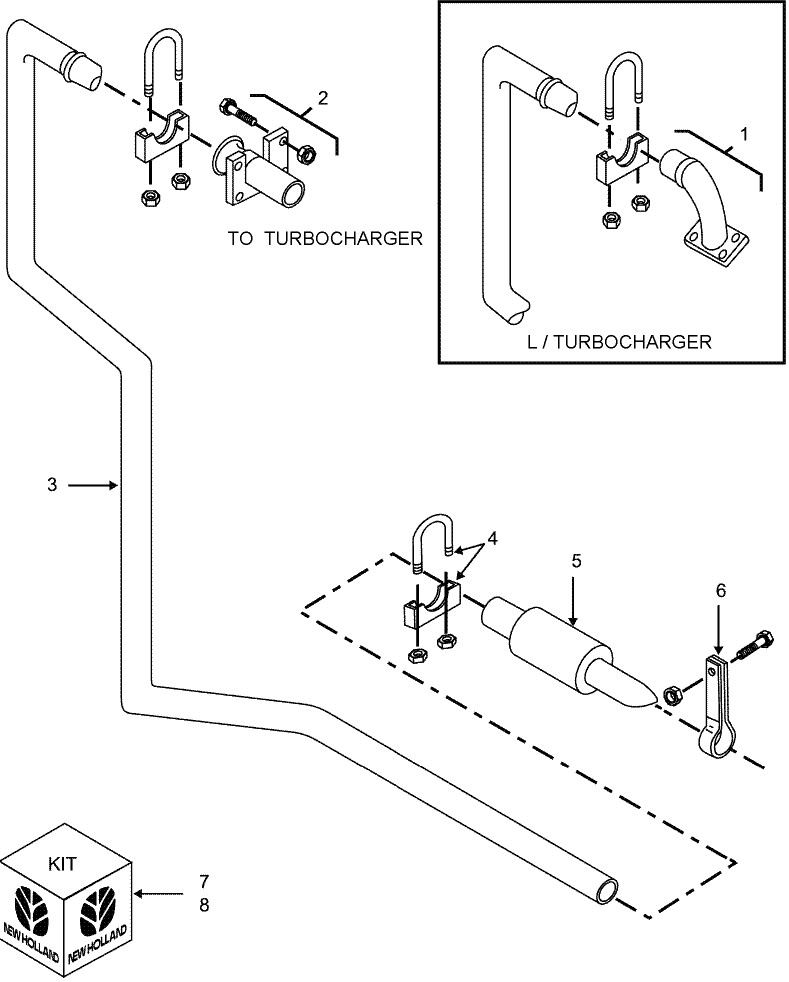 06H02 NON-EMISSIONIZED & EMISSIONIZED ENGINE, KIT EXHAUST HORIZONTAL