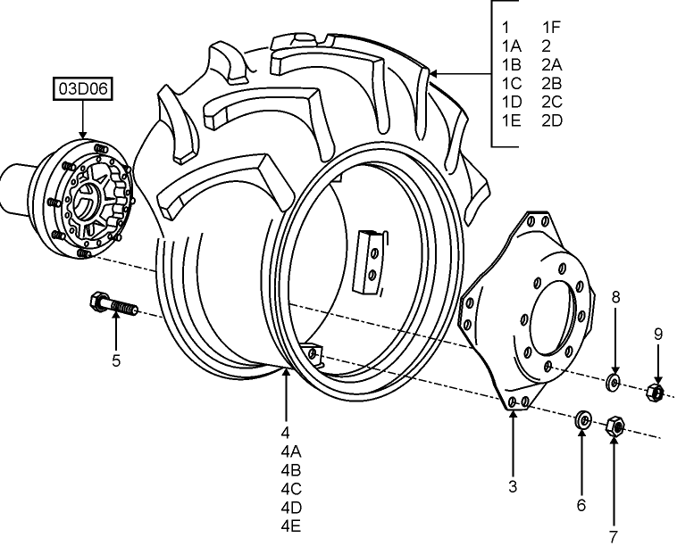 01A03 FRONT WHEELS, 4WD