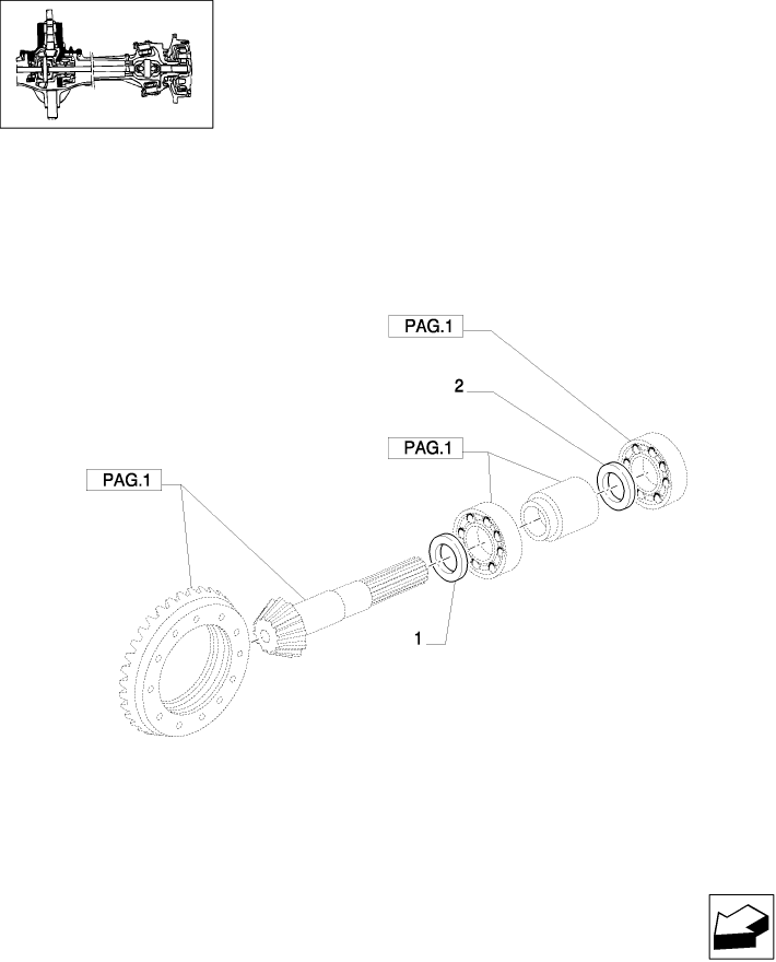 1.40.4/06(02) (VAR.540) CLASS 2 FRONT AXLE WITH 2ND STEERING CYLYNDER (4OKHPH) - BEVEL GEAR PAIR ; SHIMS