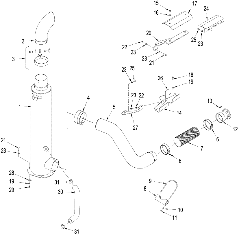 02-16 EXHAUST SYSTEM, TJ380 / 430 & T9030 / 9040