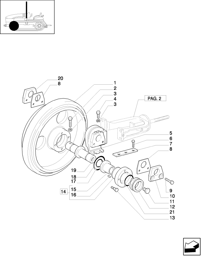 1.99.50/05(01) TRACK TIGHTENER, IDLE WHEEL AND RELEVANT PIN WITH GASKETS
