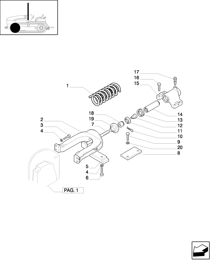 1.99.50/05(02) TRACK TIGHTENER, IDLE WHEEL FORK AND HYDRAULIC ADJUSTMENT CYLINDER