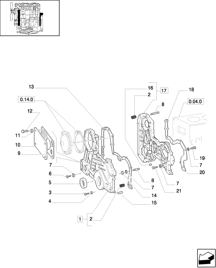 0.04.3(01) ENGINE COVERS & GASKETS, FRONT
