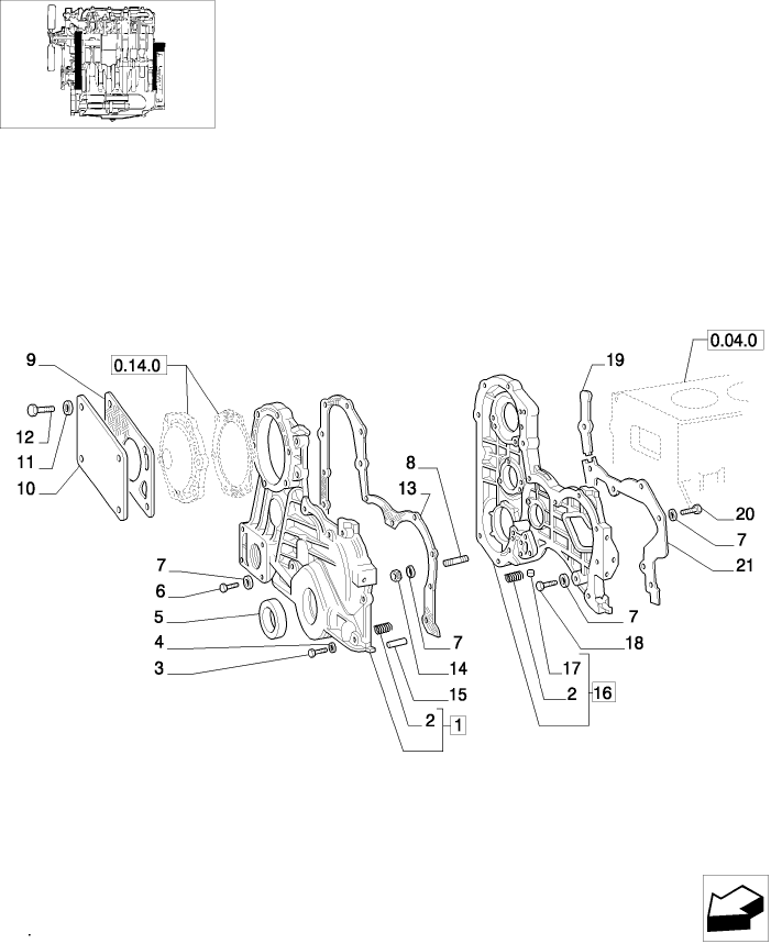 0.04.3(01) ENGINE COVERS & GASKETS, FRONT