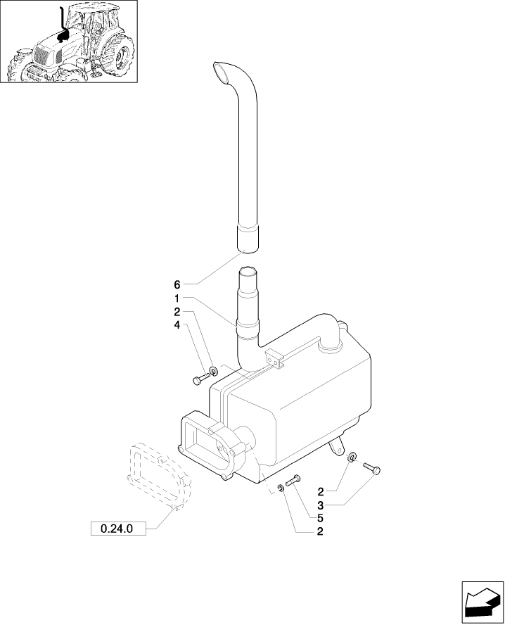 1.15.1(06) SILENCER (MUFFLER) - L/CAB - EXTENSION, GUARDS