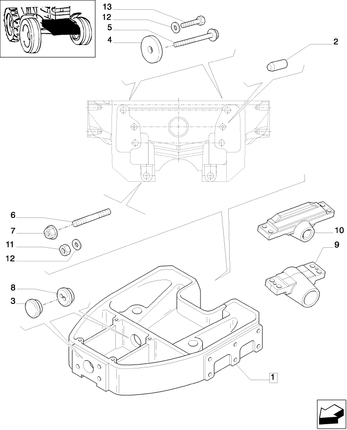 1.21.1 SUPPORT FOR  FRONT AXLE - (2WD)