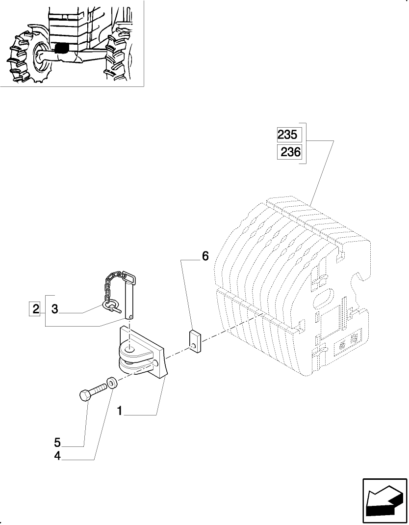 895/1 FRONT TOW HOOK (W/FRONT WEIGHTS)