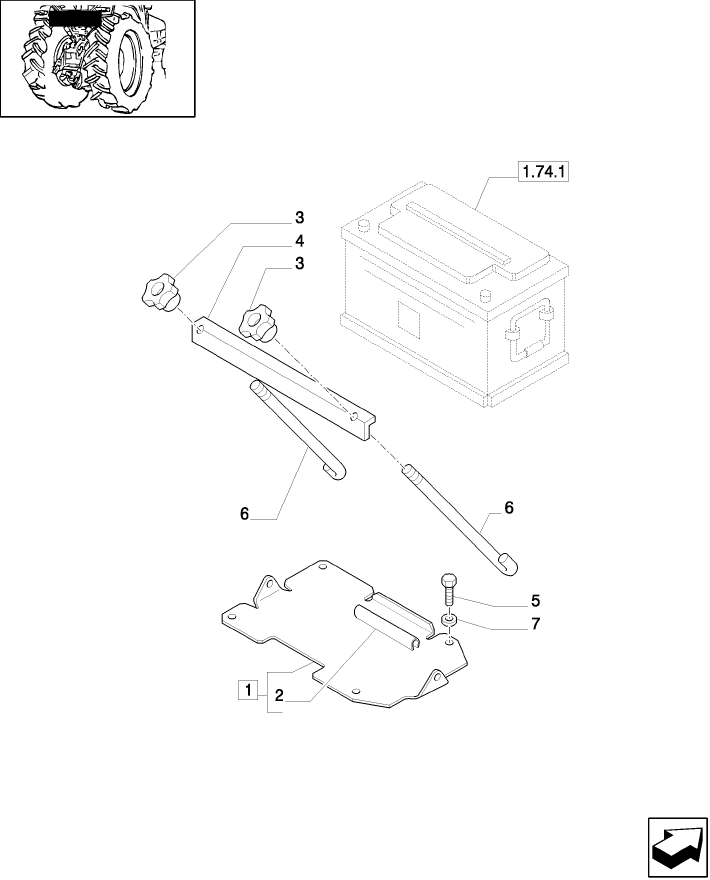 1.74.3/ 1 (VAR.007) NASO - BATTERY FASTENING