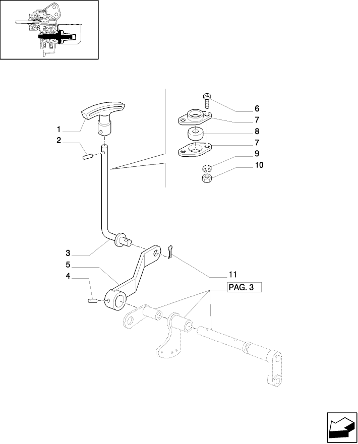 1.80.1/01(04) (VAR.804) SYNCHRONIZED POWER TAKE-OFF (540-540E RPM) - ROD AND HANDLE